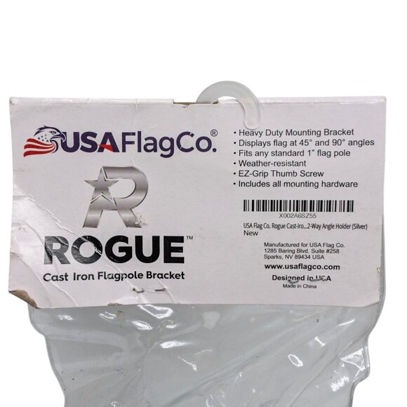 USA Flag Co Rogue Cast Iron Flagpole Bracket Silver Heavy Duty for 1" Flag Pole - Picture 4 of 12